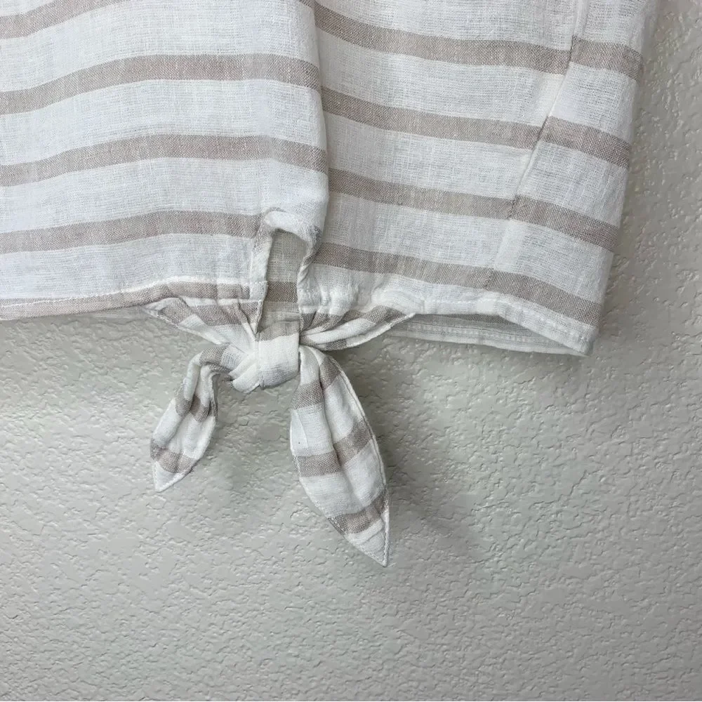 Beachlunchlounge Linen Cotton Blend Women’s Size XL Lucy Striped Top